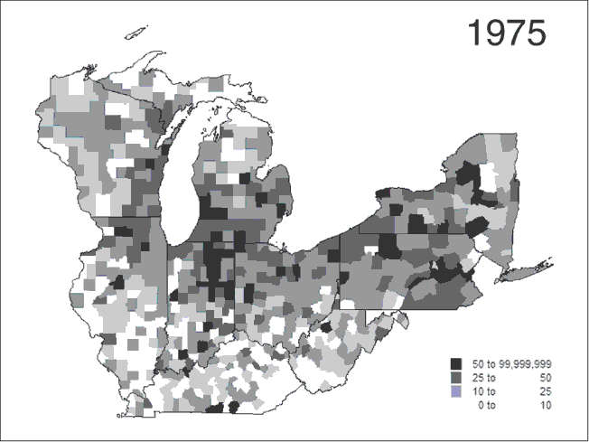 mapa del oueste medio de EU 1975